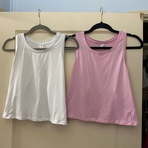 White and Pink Yogalicious Crop Top sz XL